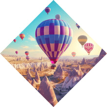 Lade das Bild in den Galerie-Viewer, Aluminiumbild gebürstet Eindrucksvolle Ballonfahrt über Landschaft Raute