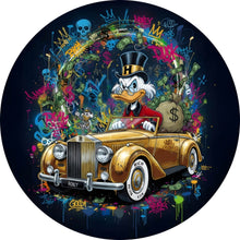 Lade das Bild in den Galerie-Viewer, Aluminiumbild Eindrucksvolle Ente in einem Luxusauto Kreis