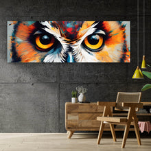 Lade das Bild in den Galerie-Viewer, Aluminiumbild Eindrucksvolle Eulen Malerei Panorama