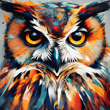 Lade das Bild in den Galerie-Viewer, Poster Eindrucksvolle Eulen Malerei Quadrat