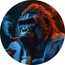 Lade das Bild in den Galerie-Viewer, Aluminiumbild gebürstet Eindrucksvoller Gorilla mit Zigarre Kreis