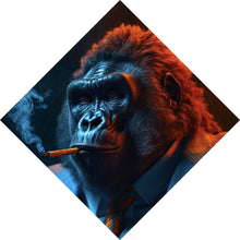 Lade das Bild in den Galerie-Viewer, Aluminiumbild gebürstet Eindrucksvoller Gorilla mit Zigarre Raute