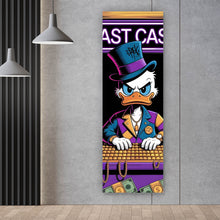 Lade das Bild in den Galerie-Viewer, Aluminiumbild Eindrucksvolles Entenmotiv mit Geldsymbolen Panorama Hoch