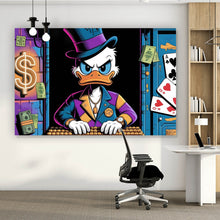 Lade das Bild in den Galerie-Viewer, Poster Eindrucksvolles Entenmotiv mit Geldsymbolen Querformat