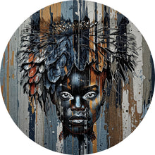 Lade das Bild in den Galerie-Viewer, Aluminiumbild gebürstet Eindrucksvolles Frauengesicht Kreis