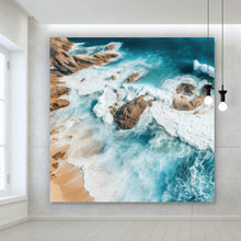 Lade das Bild in den Galerie-Viewer, Acrylglasbild Eindrucksvolles Meeresrauschen auf Felsen Quadrat