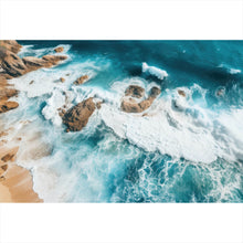 Lade das Bild in den Galerie-Viewer, Leinwandbild Eindrucksvolles Meeresrauschen auf Felsen Querformat