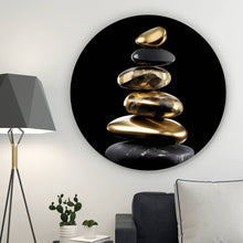 Lade das Bild in den Galerie-Viewer, Aluminiumbild gebürstet Elegante gestapelte Steine Kreis