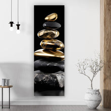 Lade das Bild in den Galerie-Viewer, Aluminiumbild Elegante gestapelte Steine Panorama Hoch