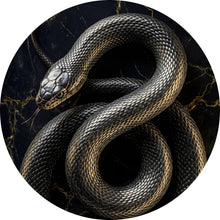 Lade das Bild in den Galerie-Viewer, Aluminiumbild Elegante Schlange auf Marmor Kreis