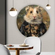 Lade das Bild in den Galerie-Viewer, Aluminiumbild gebürstet Eleganter Hamster in viktorianischer Kleidung kunstvoll gemalt Kreis