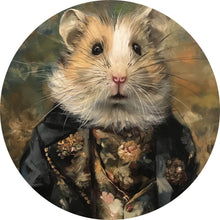 Lade das Bild in den Galerie-Viewer, Aluminiumbild gebürstet Eleganter Hamster in viktorianischer Kleidung kunstvoll gemalt Kreis