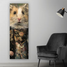 Lade das Bild in den Galerie-Viewer, Spannrahmenbild Eleganter Hamster in viktorianischer Kleidung kunstvoll gemalt Panorama Hoch