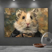 Lade das Bild in den Galerie-Viewer, Aluminiumbild Eleganter Hamster in viktorianischer Kleidung kunstvoll gemalt Querformat