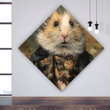Lade das Bild in den Galerie-Viewer, Aluminiumbild Eleganter Hamster in viktorianischer Kleidung kunstvoll gemalt Raute