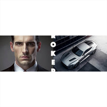 Lade das Bild in den Galerie-Viewer, Leinwandbild Eleganter Mann und Sportwagen vor moderner Architektur Panorama