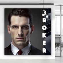 Lade das Bild in den Galerie-Viewer, Leinwandbild Eleganter Mann und Sportwagen vor moderner Architektur Quadrat