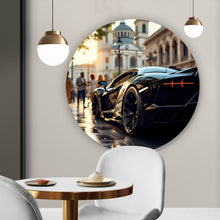 Lade das Bild in den Galerie-Viewer, Aluminiumbild gebürstet Eleganter Sportwagen in der Stadt Kreis