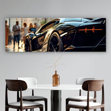 Lade das Bild in den Galerie-Viewer, Aluminiumbild Eleganter Sportwagen in der Stadt Panorama
