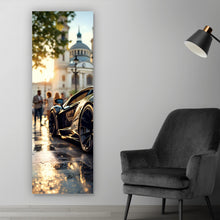 Lade das Bild in den Galerie-Viewer, Leinwandbild Eleganter Sportwagen in der Stadt Panorama Hoch