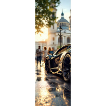 Lade das Bild in den Galerie-Viewer, Leinwandbild Eleganter Sportwagen in der Stadt Panorama Hoch