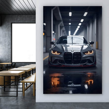 Lade das Bild in den Galerie-Viewer, Spannrahmenbild Eleganter Sportwagen in moderner Tiefgarage Hochformat