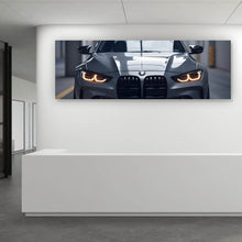 Lade das Bild in den Galerie-Viewer, Aluminiumbild gebürstet Eleganter Sportwagen in moderner Tiefgarage Panorama