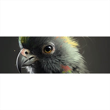 Lade das Bild in den Galerie-Viewer, Aluminiumbild Eleganter Vogel mit gelbem Kamm auf dunklem Hintergrund Panorama