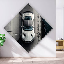 Lade das Bild in den Galerie-Viewer, Acrylglasbild Elegantes Auto auf Brücke mit Wasser im Hintergrund Raute
