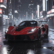 Lade das Bild in den Galerie-Viewer, Spannrahmenbild Elegantes Auto bei Nacht in der Stadt Quadrat