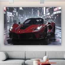 Lade das Bild in den Galerie-Viewer, Poster Elegantes Auto bei Nacht in der Stadt Querformat