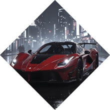 Lade das Bild in den Galerie-Viewer, Leinwandbild Elegantes Auto bei Nacht in der Stadt Raute