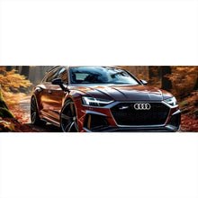 Lade das Bild in den Galerie-Viewer, Leinwandbild Elegantes Auto in herbstlicher Waldlandschaft Panorama