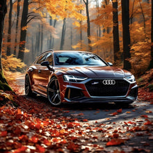 Lade das Bild in den Galerie-Viewer, Leinwandbild Elegantes Auto in herbstlicher Waldlandschaft Quadrat