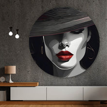 Lade das Bild in den Galerie-Viewer, Aluminiumbild Elegantes Frauengesicht Grafikdesign Kreis