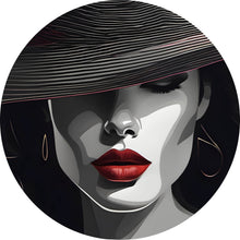 Lade das Bild in den Galerie-Viewer, Aluminiumbild gebürstet Elegantes Frauengesicht Grafikdesign Kreis