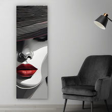 Lade das Bild in den Galerie-Viewer, Aluminiumbild gebürstet Elegantes Frauengesicht Grafikdesign Panorama Hoch