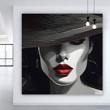 Lade das Bild in den Galerie-Viewer, Aluminiumbild gebürstet Elegantes Frauengesicht Grafikdesign Quadrat