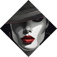 Lade das Bild in den Galerie-Viewer, Leinwandbild Elegantes Frauengesicht Grafikdesign Raute