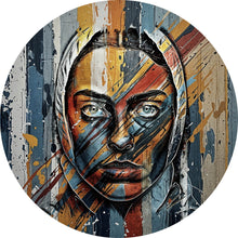 Lade das Bild in den Galerie-Viewer, Aluminiumbild gebürstet Elegantes Gesichtsporträt einer Frau No.2 Kreis