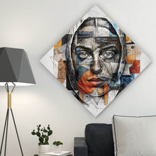Lade das Bild in den Galerie-Viewer, Leinwandbild Elegantes Gesichtsporträt einer Frau Raute