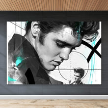 Lade das Bild in den Galerie-Viewer, Aluminiumbild gebürstet Elvis Presley in dynamischem künstlerischen Stil Querformat