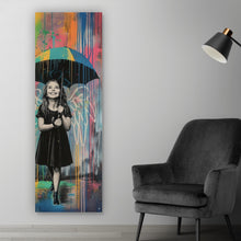 Lade das Bild in den Galerie-Viewer, Leinwandbild Engel Mädchen mit Schirm Pop Art Panorama Hoch