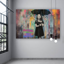 Lade das Bild in den Galerie-Viewer, Spannrahmenbild Engel Mädchen mit Schirm Pop Art Querformat