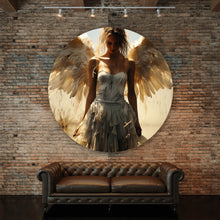 Lade das Bild in den Galerie-Viewer, Aluminiumbild gebürstet Engelsporträt in mystischer Atmosphäre Kreis