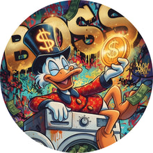 Lade das Bild in den Galerie-Viewer, Aluminiumbild Entenboss mit Geldmotiv Kreis