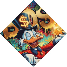 Lade das Bild in den Galerie-Viewer, Aluminiumbild gebürstet Entenboss mit Geldmotiv Raute