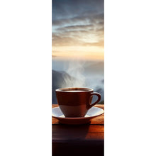 Lade das Bild in den Galerie-Viewer, Leinwandbild Entspannte Berglandschaft mit Kaffee am Morgen Panorama Hoch