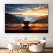 Lade das Bild in den Galerie-Viewer, Poster Entspannte Berglandschaft mit Kaffee am Morgen Querformat