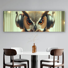 Lade das Bild in den Galerie-Viewer, Poster Eule als DJ mit Kopfhörern Panorama